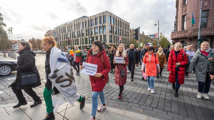 Mokytojų streikas prie Vyriausybės