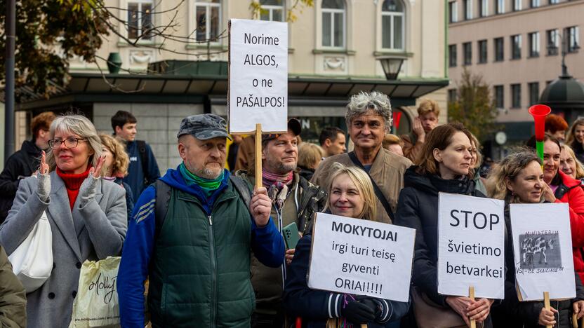 Mokytojų streikas prie Vyriausybės