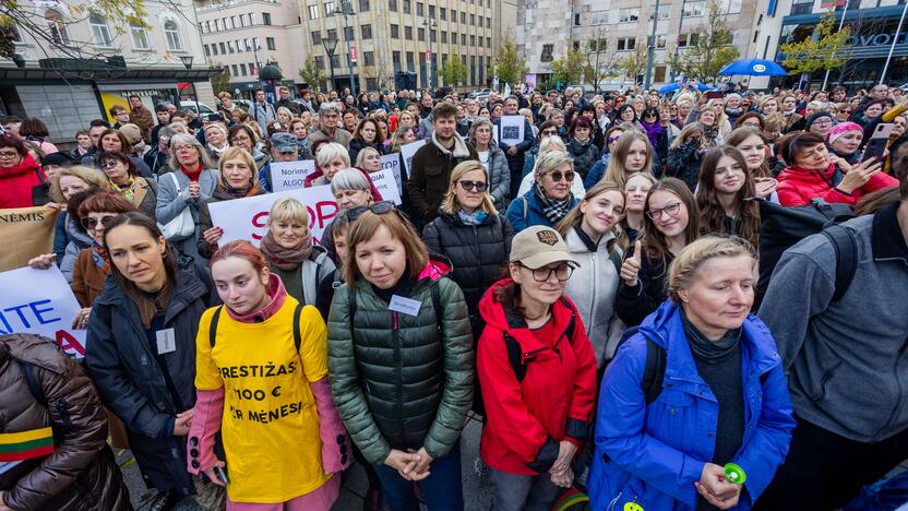 Mokytojų streikas prie Vyriausybės