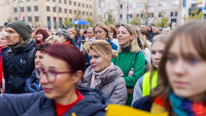 Mokytojų streikas prie Vyriausybės