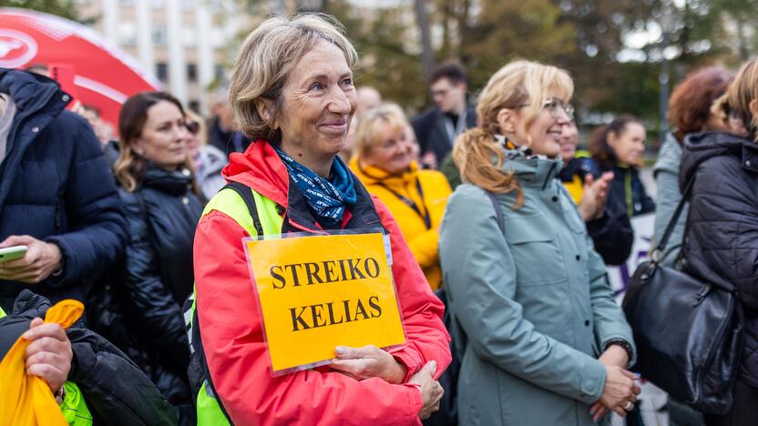 Mokytojų streikas prie Vyriausybės