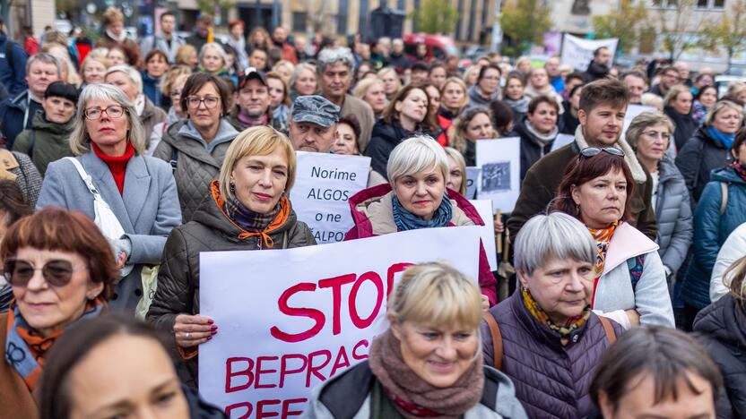 Mokytojų streikas prie Vyriausybės