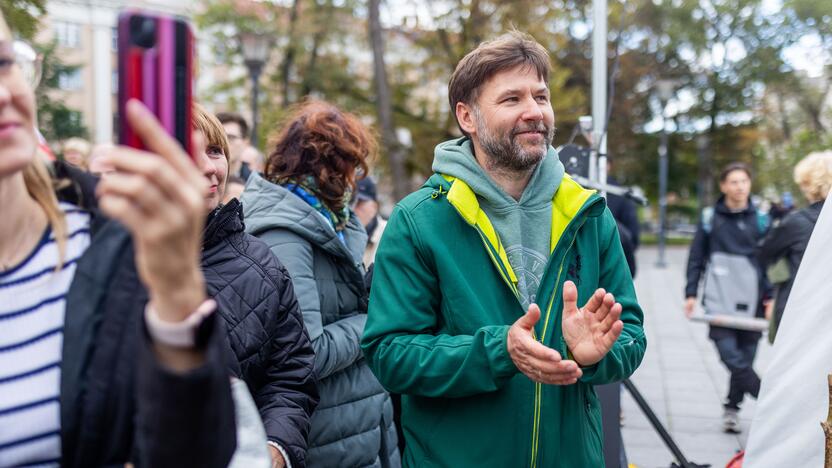 Mokytojų streikas prie Vyriausybės