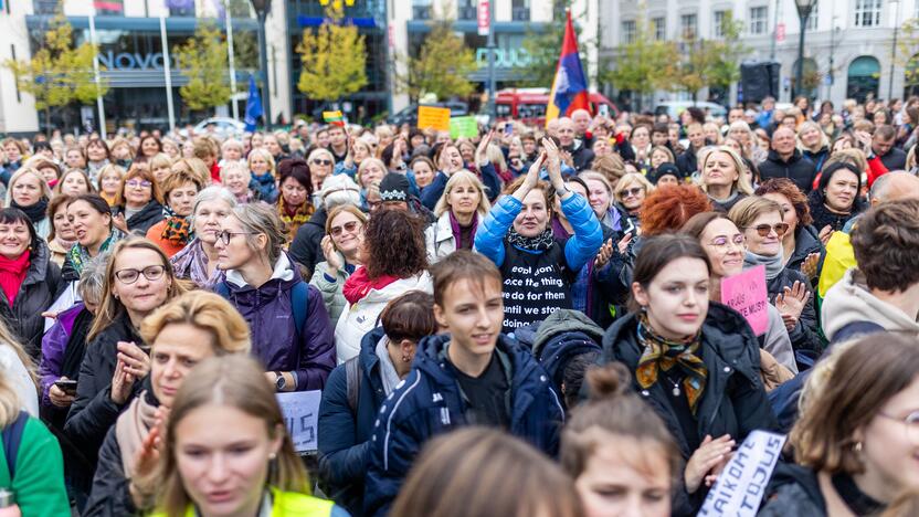 Mokytojų streikas prie Vyriausybės