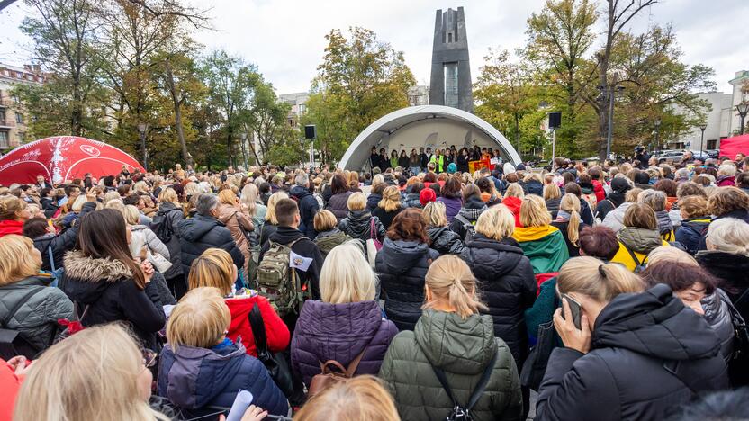 Mokytojų streikas prie Vyriausybės