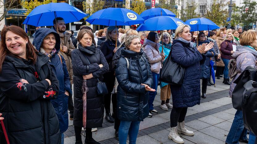 Mokytojų streikas prie Vyriausybės