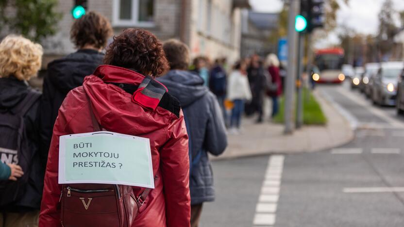 Mokytojų streikas prie Vyriausybės