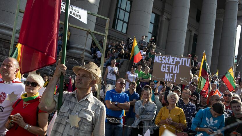 Protestas prie Seimo prieš COVID-19 ribojimus