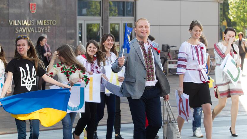 Ukrainiečių studentai dėkojo Lietuvai už palaikymą