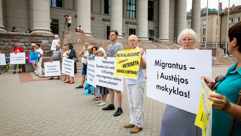 Protestas prie Seimo: reikalauja užkirsti kelią į Lietuvą migrantams