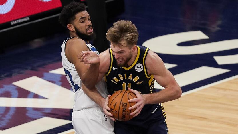 Jėga: D.Sabonis per mačą su "Timberwolves" septyniolika kartų atkovojo kamuolį.