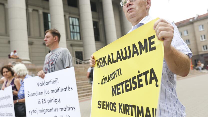 Protestas prie Seimo: reikalauja užkirsti kelią į Lietuvą migrantams