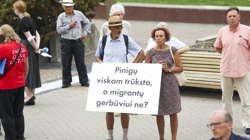 Protestas prie Seimo: reikalauja užkirsti kelią į Lietuvą migrantams