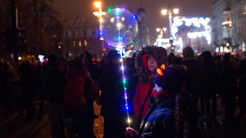 Sostinės Katedros aikštėje suspindo Kalėdų eglė