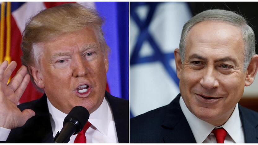 Donaldas Trumpas (kairėje) ir Benjaminas Netanyahu (dešinėje)