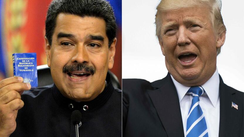 Nicolas Maduro (kairėje) ir Donaldas Trumpas (dešinėje)