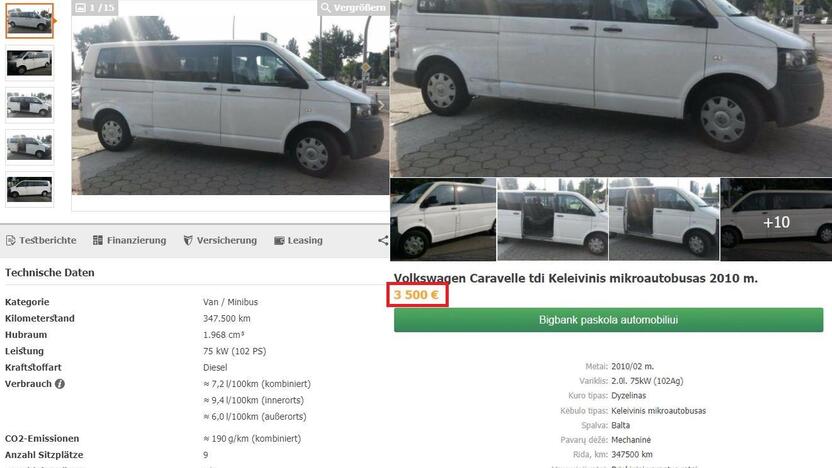 Paradoksai: skirtinguose tinklalapiuose tas pats automobilis parduodamas už skirtingą kainą.