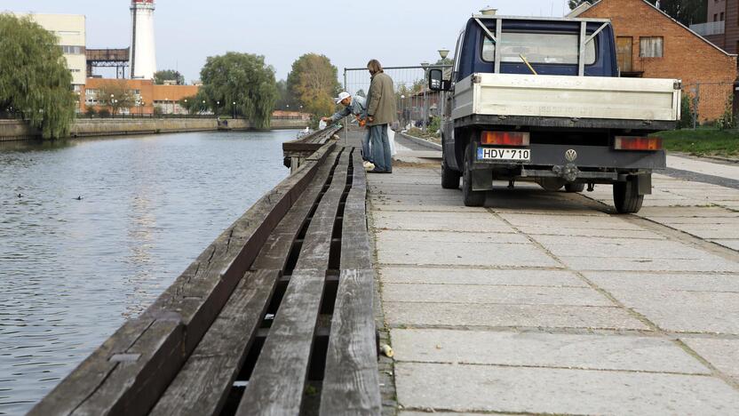 Darbai: Danės krantinės bus remontuojamos nuo Biržos tilto iki posūkio į Jono kalnelį.