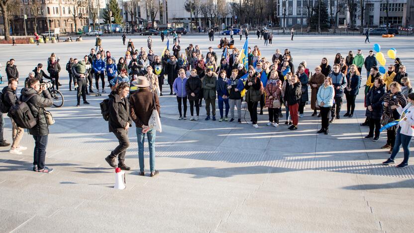 Ukrainos palaikymo akcija Vienybės aikštėje