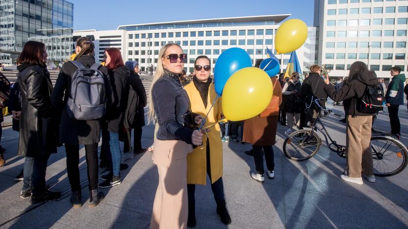 Ukrainos palaikymo akcija Vienybės aikštėje