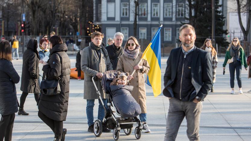 Ukrainos palaikymo akcija Vienybės aikštėje