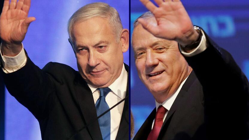 Benjaminas Netanyahu ir Benny Gantzas