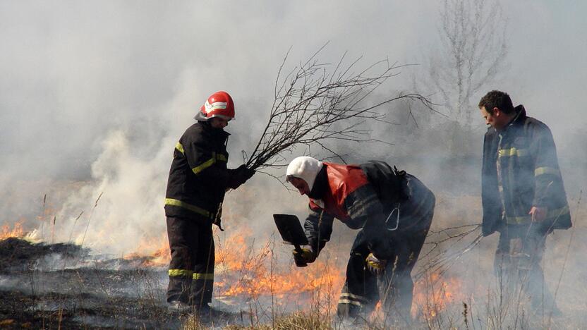 Pavojai: kasmet pavasarį ugniagesiai turi labai daug vargo dėl degančių pievų, kartais tokie gaisrai gesinami keliolika valandų.