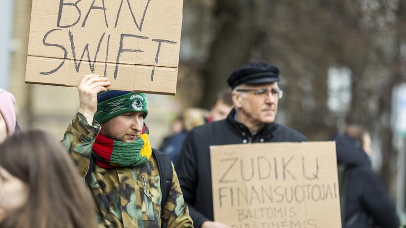 Protestas prie Vokietijos ambasados už sankcijų taikymą Rusijai 