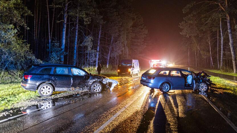 Nemenčinės plente – dviejų „Audi“ automobilių avarija