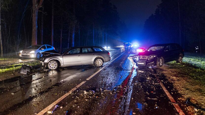 Nemenčinės plente – dviejų „Audi“ automobilių avarija