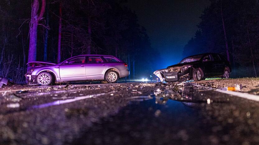 Nemenčinės plente – dviejų „Audi“ automobilių avarija