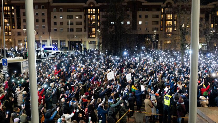 „Spaudimą palaikyti“: tūkstančiai žmonių vėl reiškė protestą koalicijai su „aušriečiais“