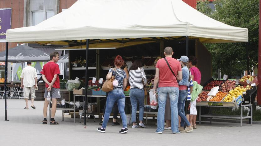 Pokyčiai: vaisių ir daržovių pardavėjai jau mėnesį klientus priima naujuose kioskeliuose.