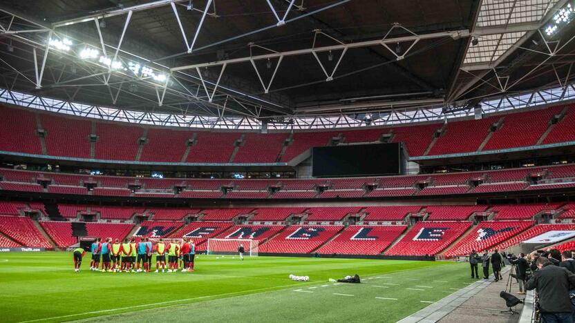 Lietuvos futbolo rinktinės treniruotė "Wembley" stadione