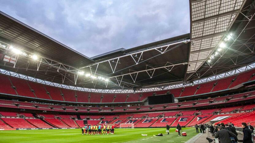 Lietuvos futbolo rinktinės treniruotė "Wembley" stadione