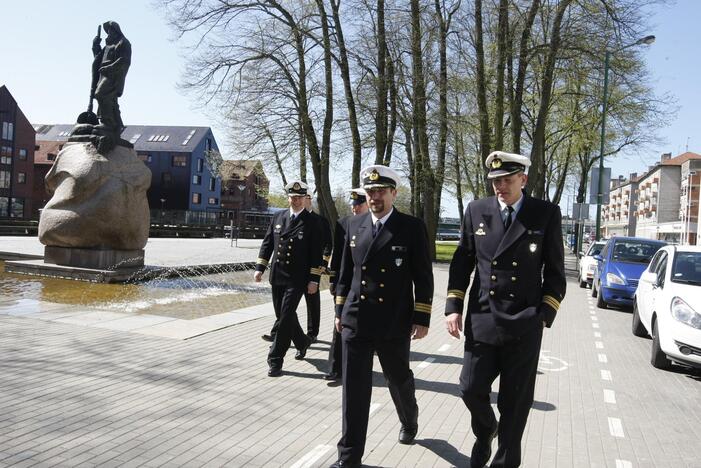 Pratybų "Baltic Fortress" karinių laivų vadai Klaipėdoje