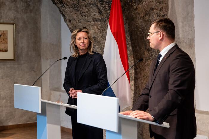 L. Kasčiūno ir Nyderlandų gynybos ministrės K. Ollongren spaudos konferencija