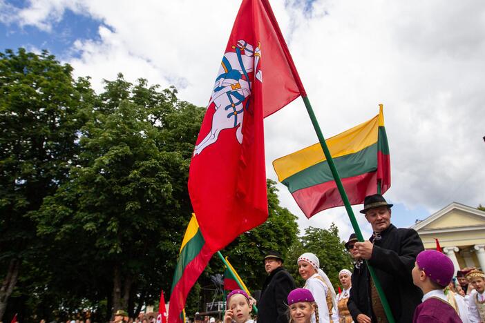 Vėliavų pakėlimo ceremonija S. Daukanto aikštėje