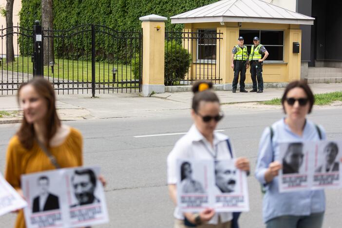 Profsąjungų mitingas prie Baltarusijos ambasados