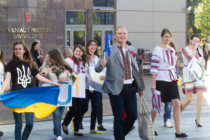 Ukrainiečių studentai dėkojo Lietuvai už palaikymą