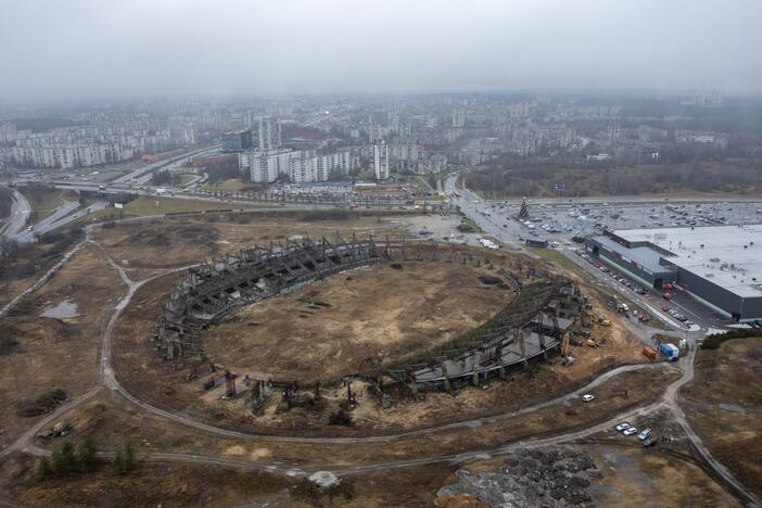 Vilniuje griaunamos Nacionalinio stadiono konstrukcijos