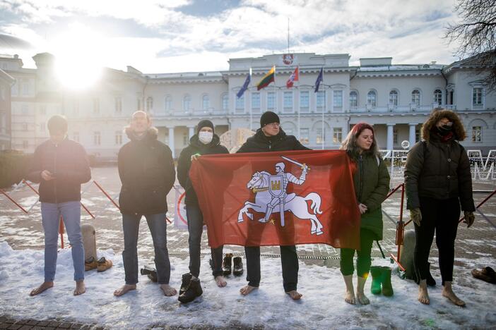 Prie Prezidentūros stovėjo „Basi tėčiai“