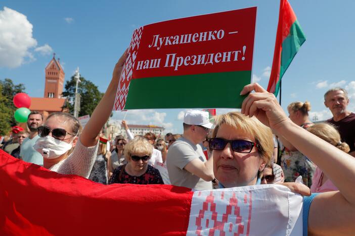 Į mitingą Minske susirinko A. Lukašenkos šalininkai