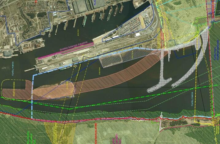 Vizija: taip pietinio uosto išvystymas dabar preliminariai atrodo Klaipėdos uosto koncepcijoje.