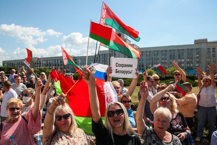 Į mitingą Minske susirinko A. Lukašenkos šalininkai