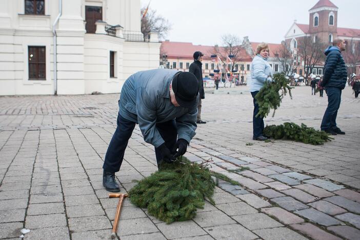 Eglučių šakų dalinimas Rotušės aikštėje