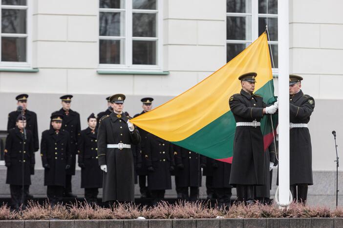 Trijų Baltijos valstybių vėliavų pakėlimas Daukanto aikštėje