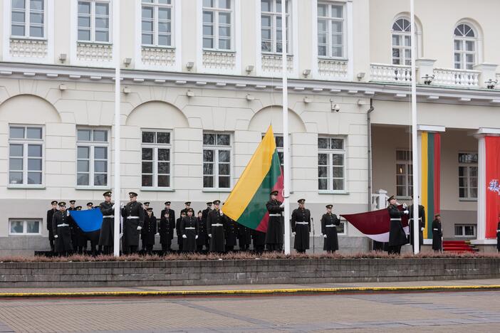 Trijų Baltijos valstybių vėliavų pakėlimas Daukanto aikštėje