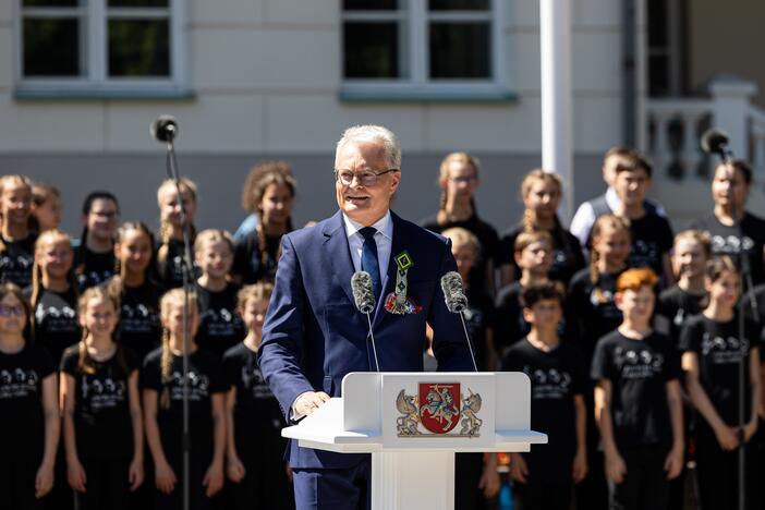 Dainų šventės vėliavos pakėlimo ceremonija Vilniuje