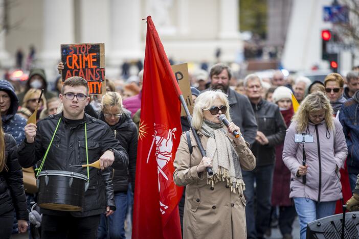 A. Astrauskaitės mitingas prieš pandemijos valdymą Vilniuje